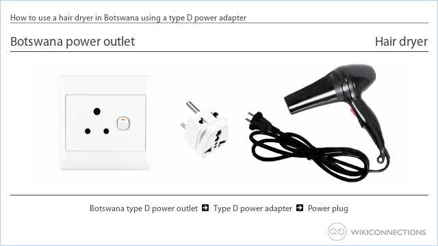 How to use a hair dryer in Botswana using a type D power adapter